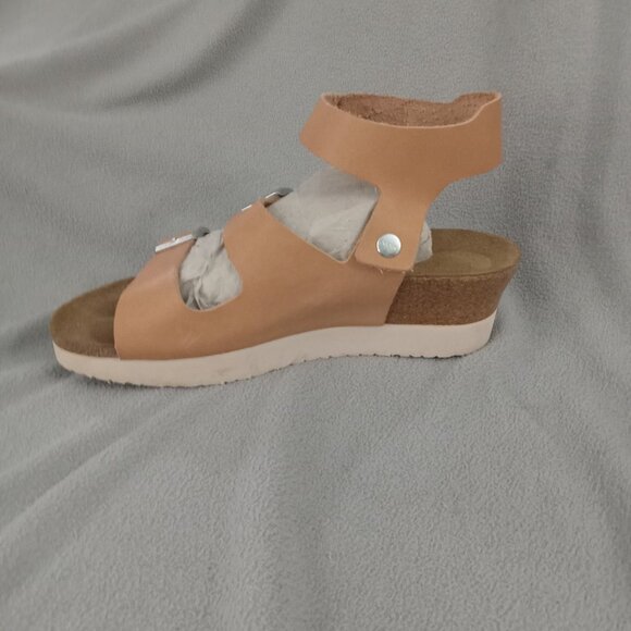 PAPILLIO by BIRKENSTOCK Beige LEATHER Ankle Strap ARIZONA PLATFORM SANDALS eu 41 - Picture 8 of 16